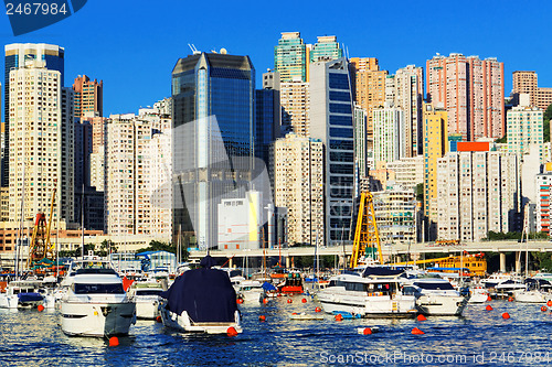 Image of Luxury yachts in harbour of Hong Kong