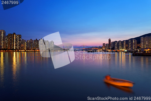 Image of sunset at downtown city, tsuen wan