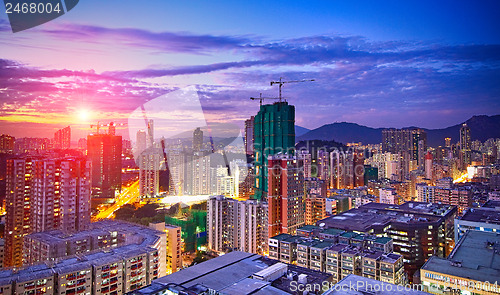 Image of asia city downtown wide shot, hong kong