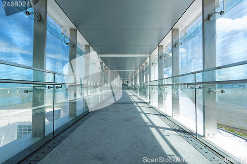 Image of glass corridor in office centre 