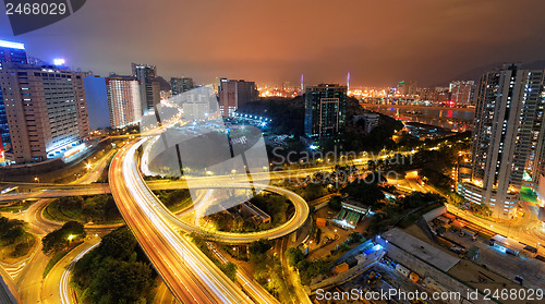Image of busy traffic night in finance urban 