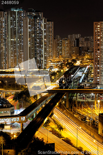 Image of highway and traffic at night, hongkong