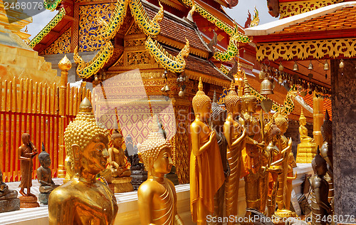 Image of Gold face of Buddha statue in Doi Suthep temple, Chiang Mai, Tha