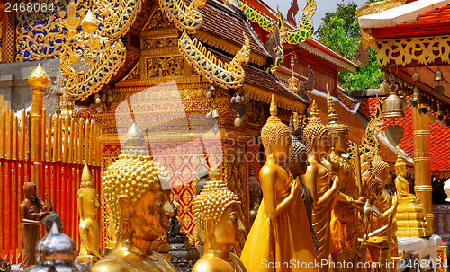 Image of Gold face of Buddha statue in Doi Suthep temple, Chiang Mai, Tha