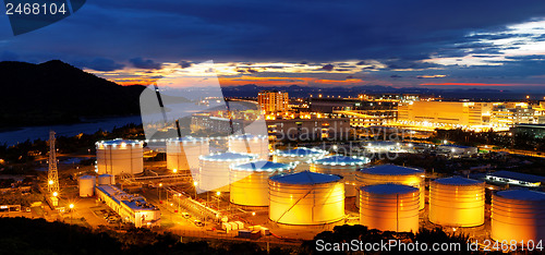 Image of Oil tanks at night 