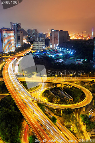 Image of busy traffic night in finance urban 