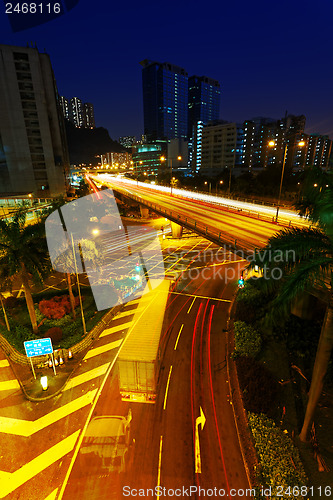 Image of traffic light trails at night 