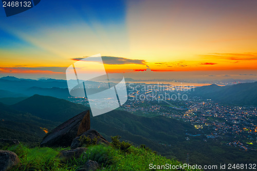 Image of hong kong sunrise on mountain 