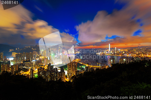 Image of office building at sunset in hong kong 