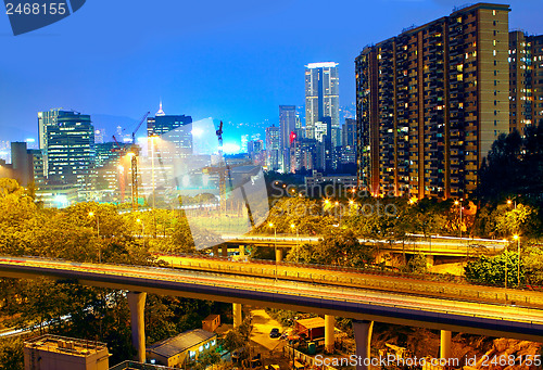 Image of highway through downtown in Hong Kong 