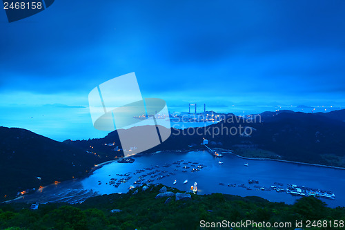 Image of Landscape. Sunset over the mountains and the sea               