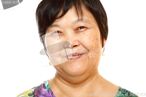 Image of Happy 60s Senior Asian Woman on white background 