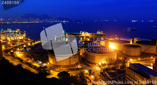 Image of Oil tanks at night , hongkong