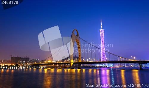 Image of Zhujiang River and modern building of financial district at nigh