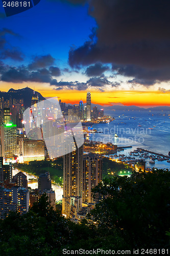 Image of office building at sunset in hong kong 