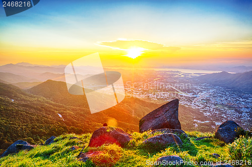 Image of hong kong sunrise on mountain 