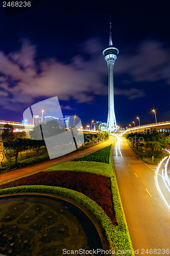 Image of taffic highway under macau tower