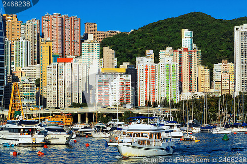 Image of Luxury yachts in harbour of Hong Kong