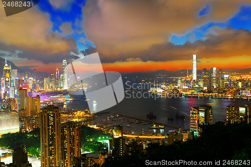 Image of office building at sunset in hong kong 