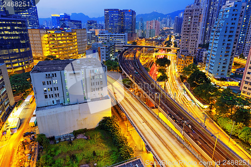 Image of busy traffic night in finance urban 