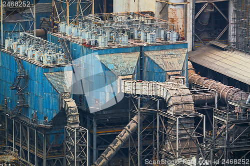 Image of Close-up of industrial pipelines of an oil-refinery plant