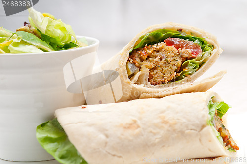 Image of falafel pita bread roll wrap sandwich