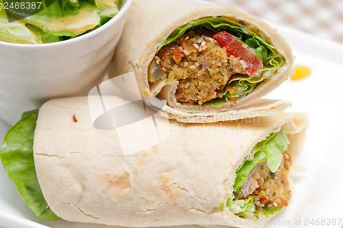 Image of falafel pita bread roll wrap sandwich