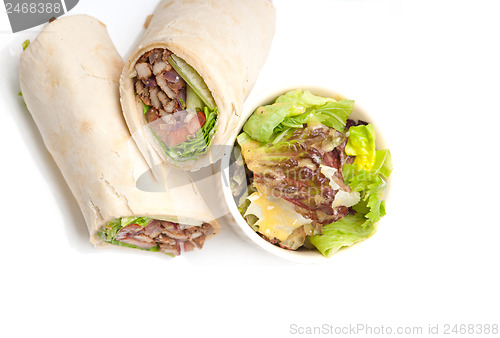 Image of kafta shawarma chicken pita wrap roll sandwich