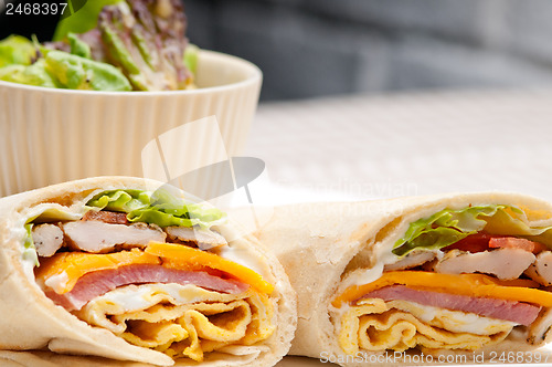 Image of club sandwich pita bread roll