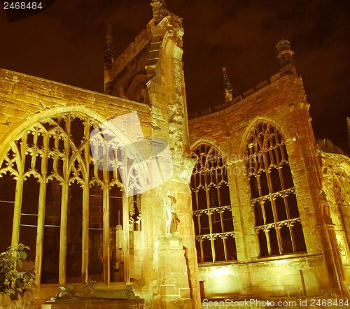 Image of Retro looking Coventry Cathedral ruins