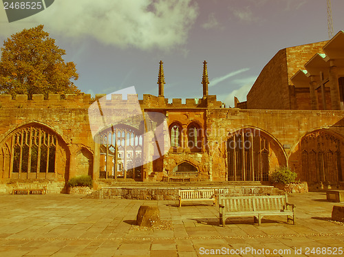 Image of Retro looking Coventry Cathedral ruins