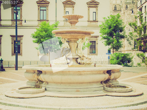 Image of Retro look Piermarini Fountain, Milan