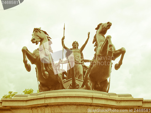 Image of Retro looking Boadicea monument, London