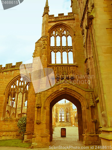 Image of Retro looking Coventry Cathedral ruins