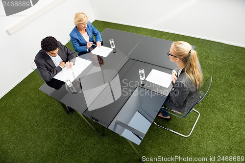 Image of Environmentalists Sitting At Desk In Office