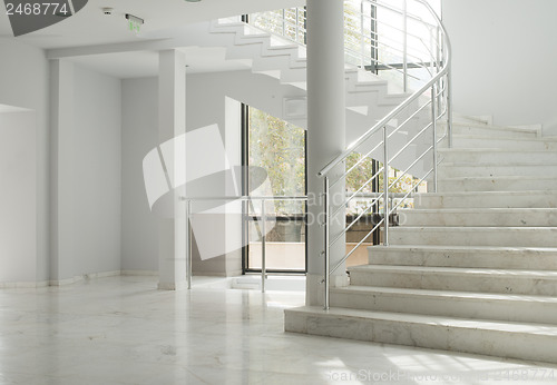 Image of Interior of a building with white walls