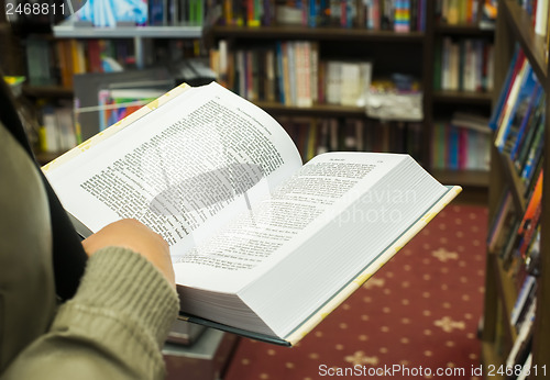 Image of Open book in a bookstore