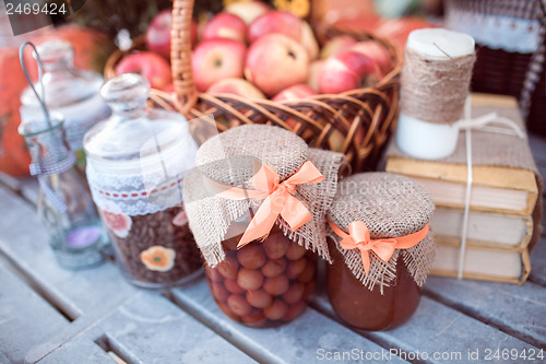 Image of apples, jars, jams and books