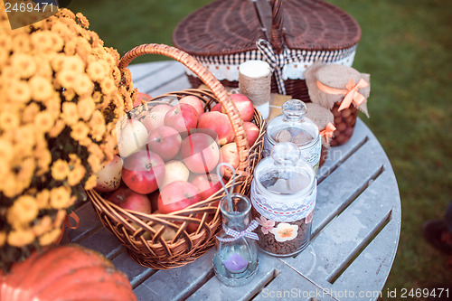 Image of flowers and apples