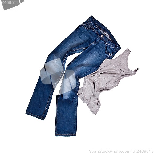 Image of blue jeans and grey shirt