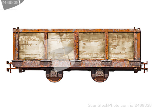 Image of Vintage car for the narrow-gauge railway on white background