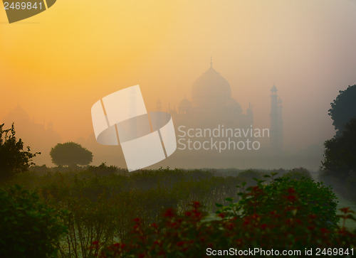 Image of Ancient Taj Mahal mausoleum in Agra, India