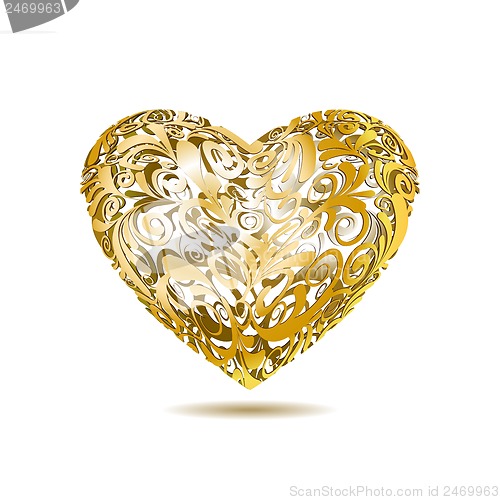 Image of Gold Openwork Floral Heart