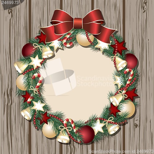 Image of Christmas wreath on wooden door