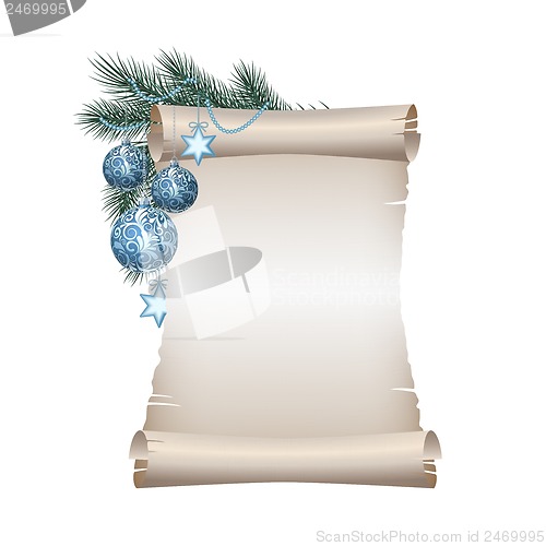 Image of Christmas blank scroll paper on white background