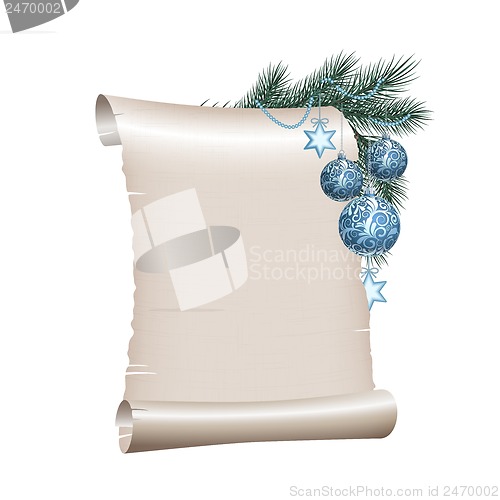 Image of Christmas blank scroll paper on white background