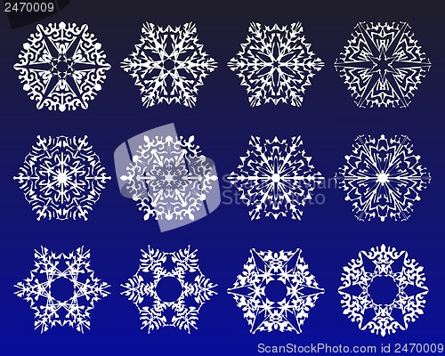 Image of Snowflake winter set vector illustration