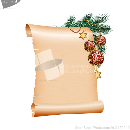 Image of Christmas blank scroll paper on white background