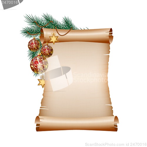 Image of Christmas blank scroll paper on white background