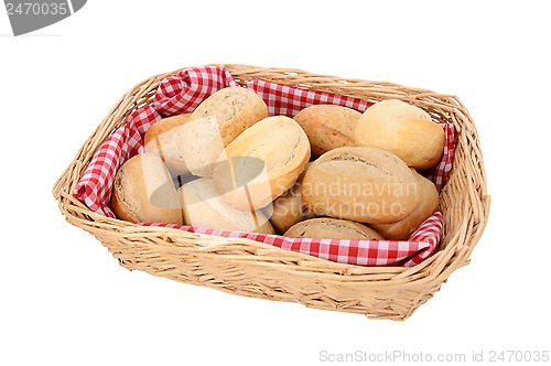 Image of Basket of freshly baked bread rolls